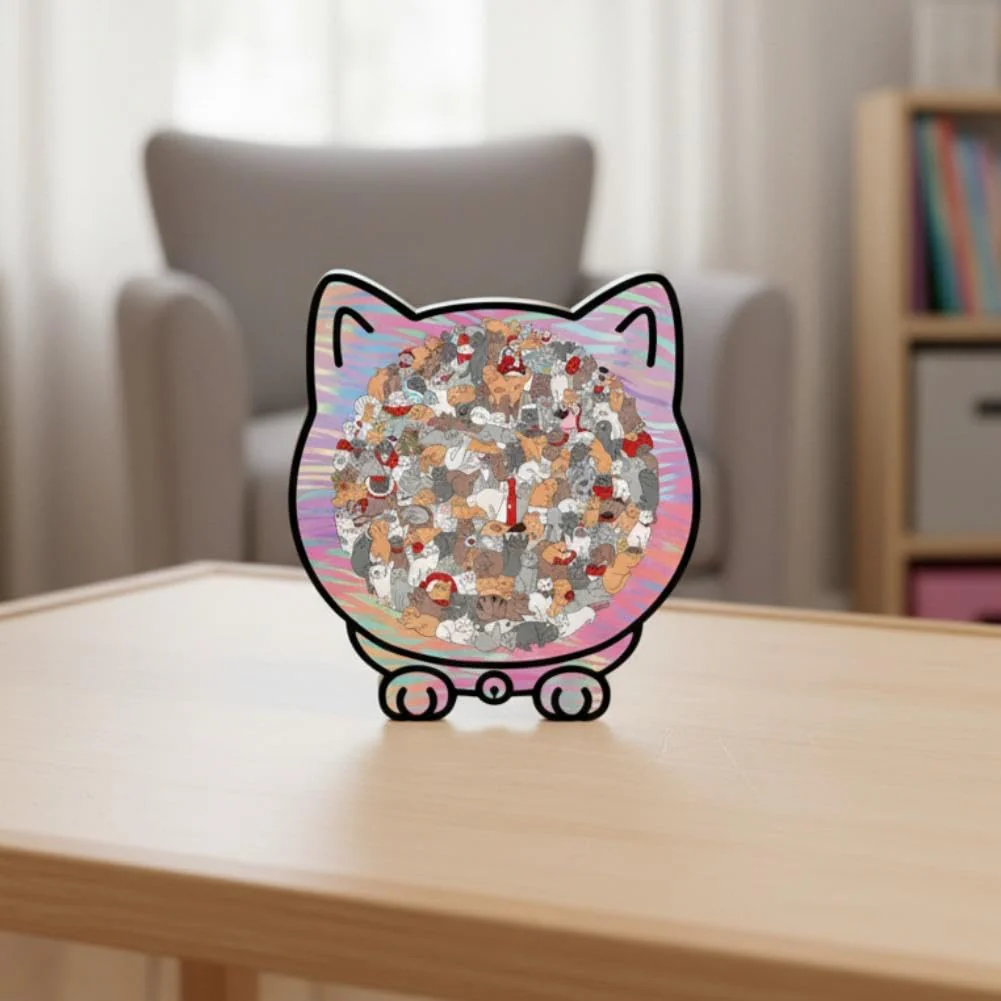 🎁49% OFF🎅135-Piece Morandi-Colored Cat Shaped Tray Wooden Jigsaw Puzzle - Image 12