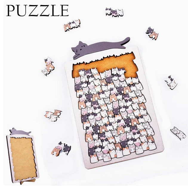 🐾Cat Shaped Tray Wooden Jigsaw Puzzle - Image 3