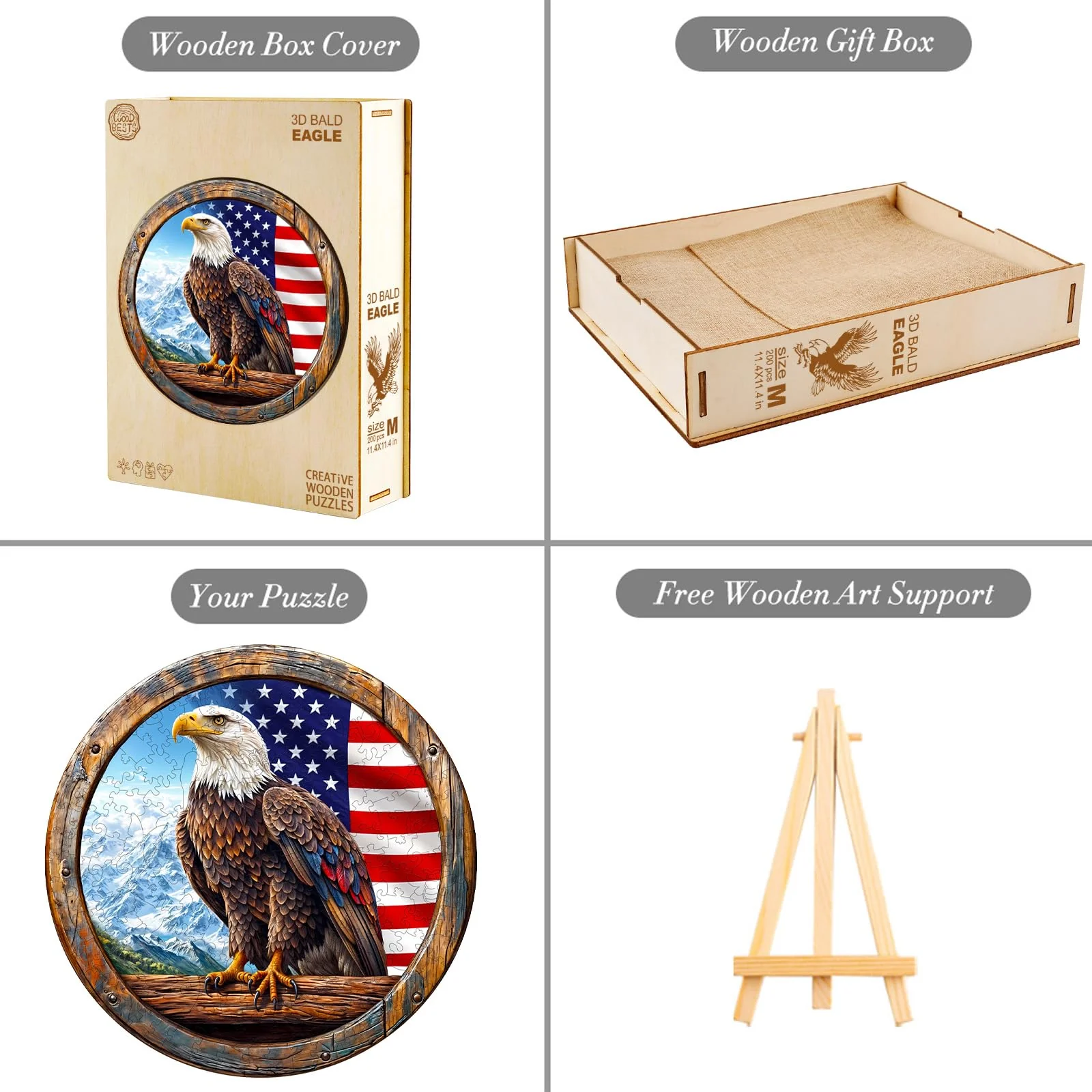 3D Bald Eagle Wooden Jigsaw Puzzle - Image 5
