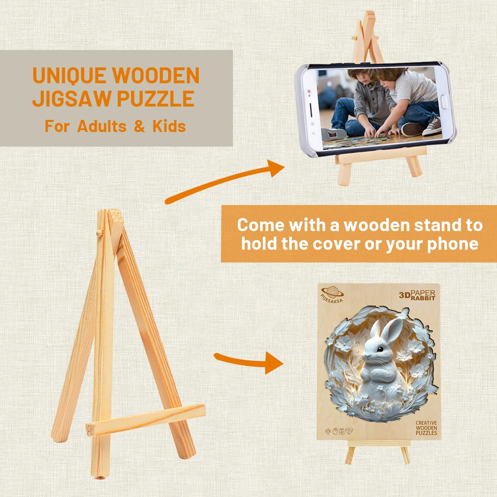 🐇3D Bunny Wooden Jigsaw Puzzle - Image 7