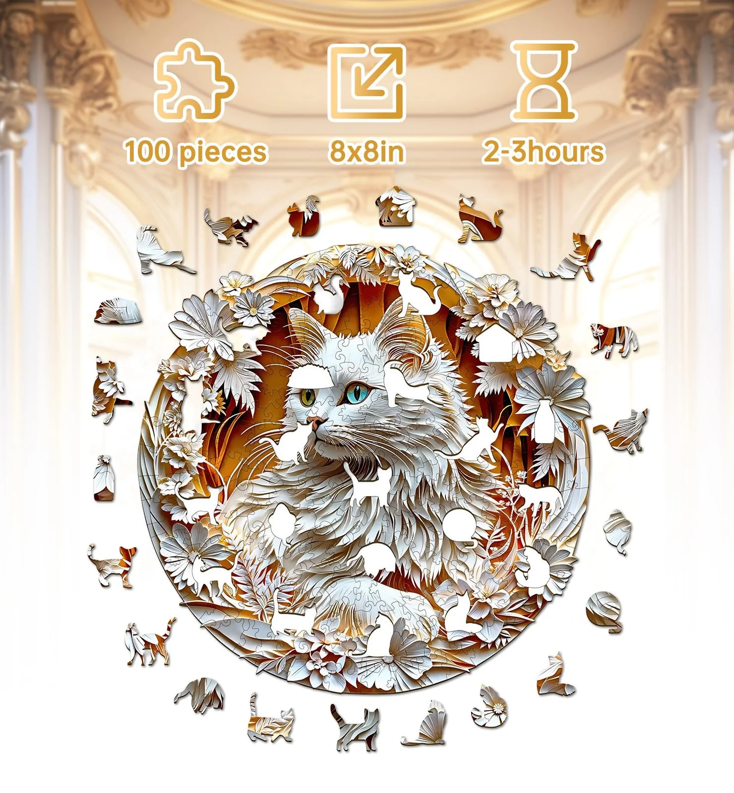 3D Cat Wooden Jigsaw Puzzle - Image 3