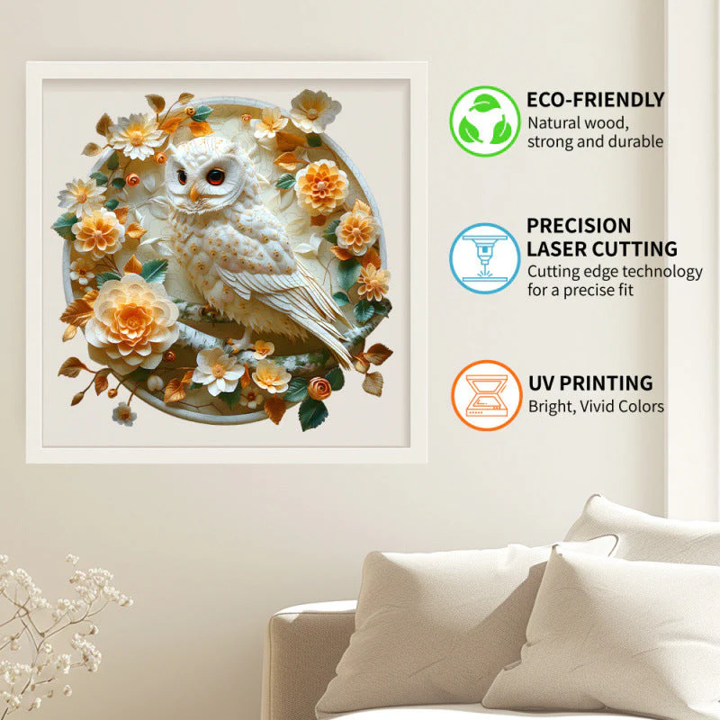 3D Flowers Owl Jigsaw Puzzle - Image 3
