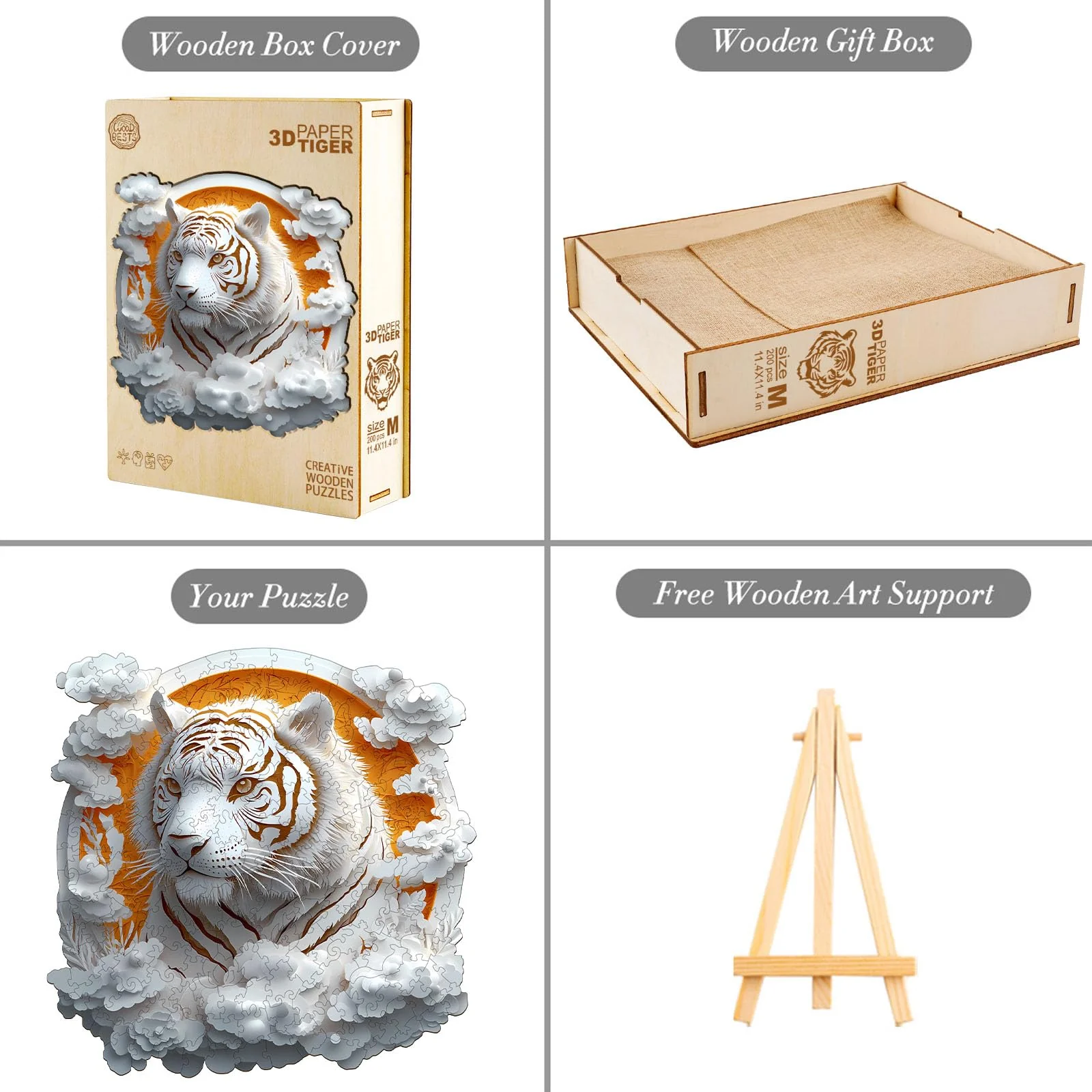 3D Tiger Wooden Jigsaw Puzzle - Image 5