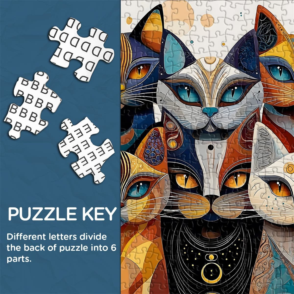 Abstract Cat | 1000-Piece Wooden Jigsaw Puzzle - Image 3