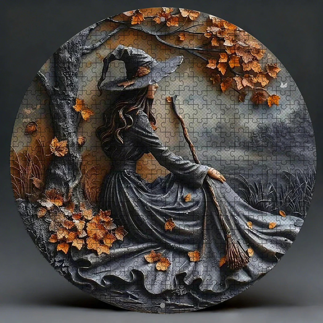 Autumn Witch Wooden Jigsaw Puzzle - Image 3