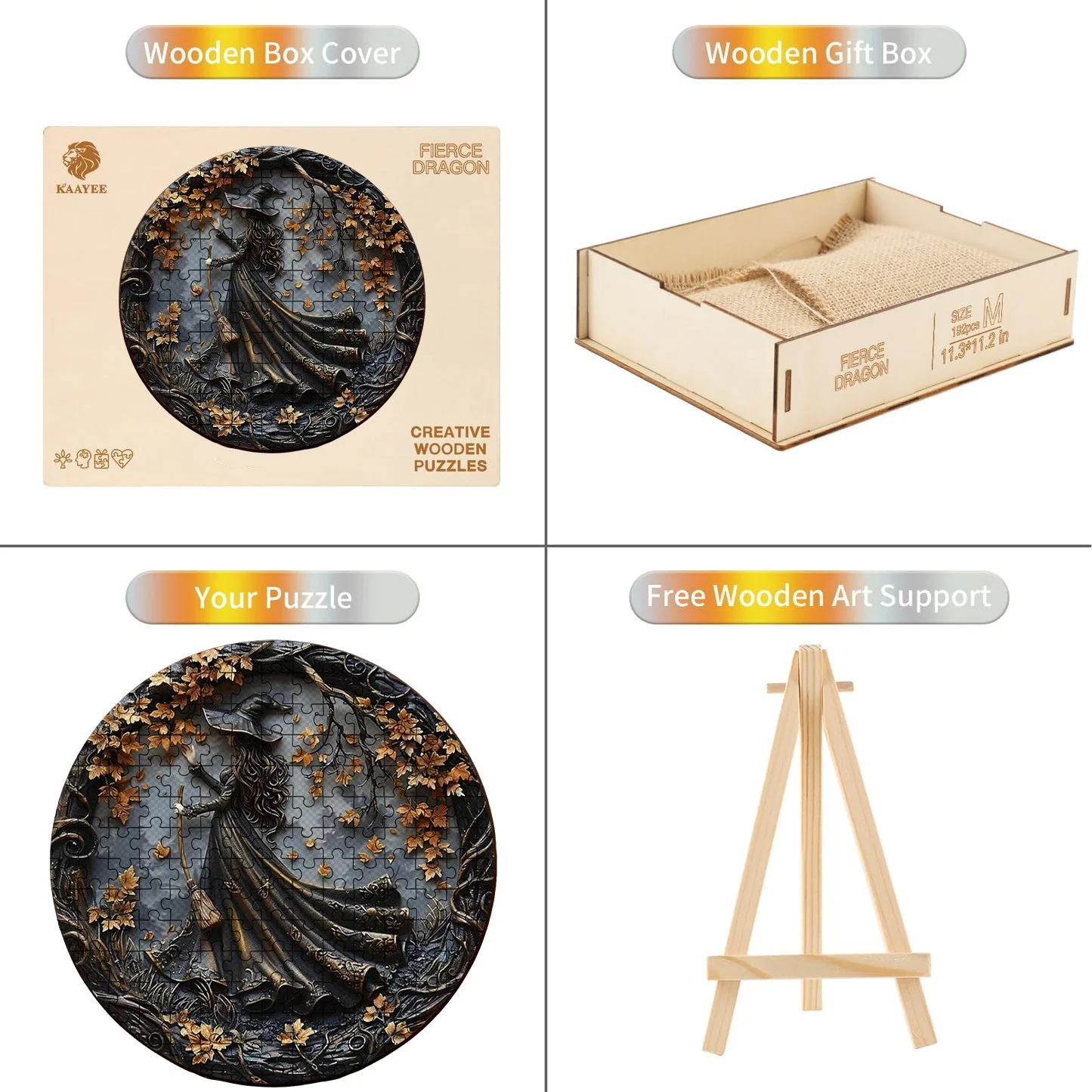 Autumn Witch Wooden Jigsaw Puzzle - Image 4