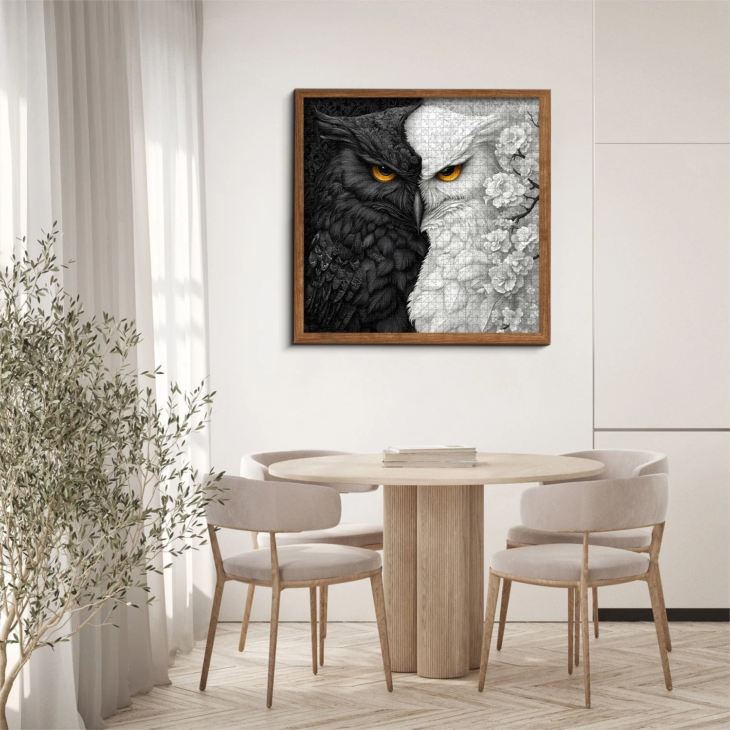 Black and White Owl Wooden Jigsaw Puzzle 1000 Pieces - Image 3