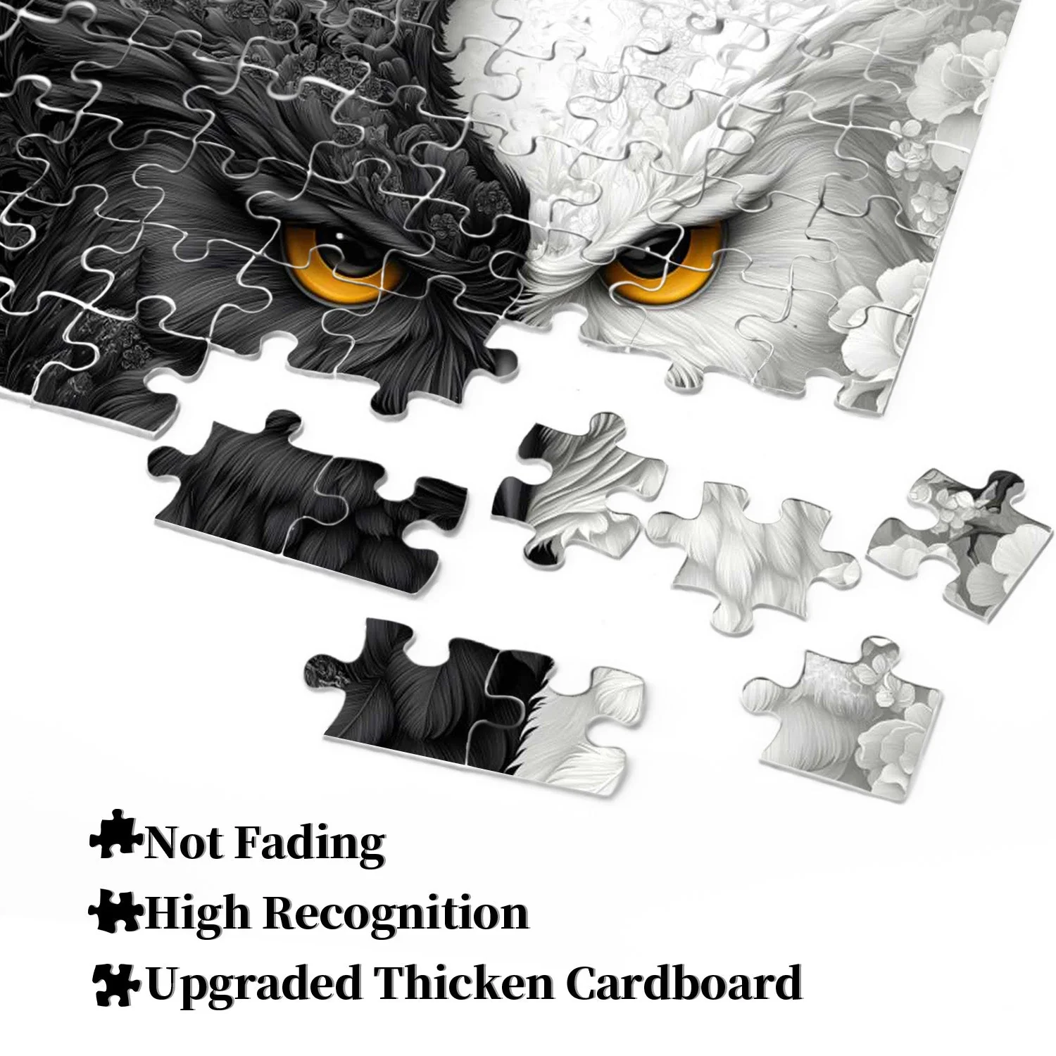 Black and White Owl Wooden Jigsaw Puzzle 1000 Pieces - Image 4