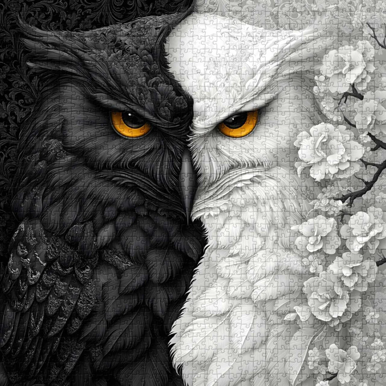 Black and White Owl Wooden Jigsaw Puzzle 1000 Pieces - Image 9