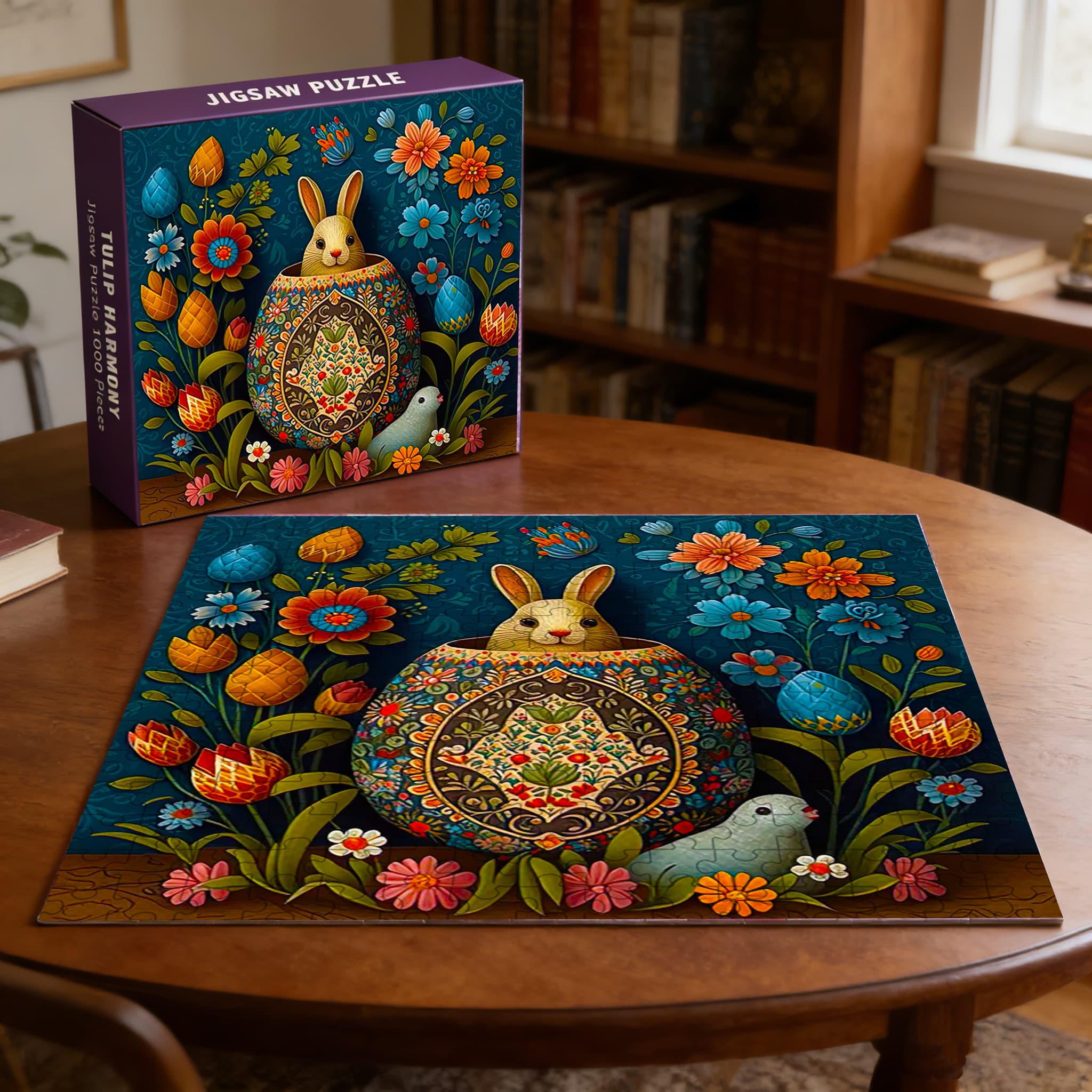 Bunny among Easter eggs | 1000-Piece Wooden Jigsaw Puzzle - Image 2