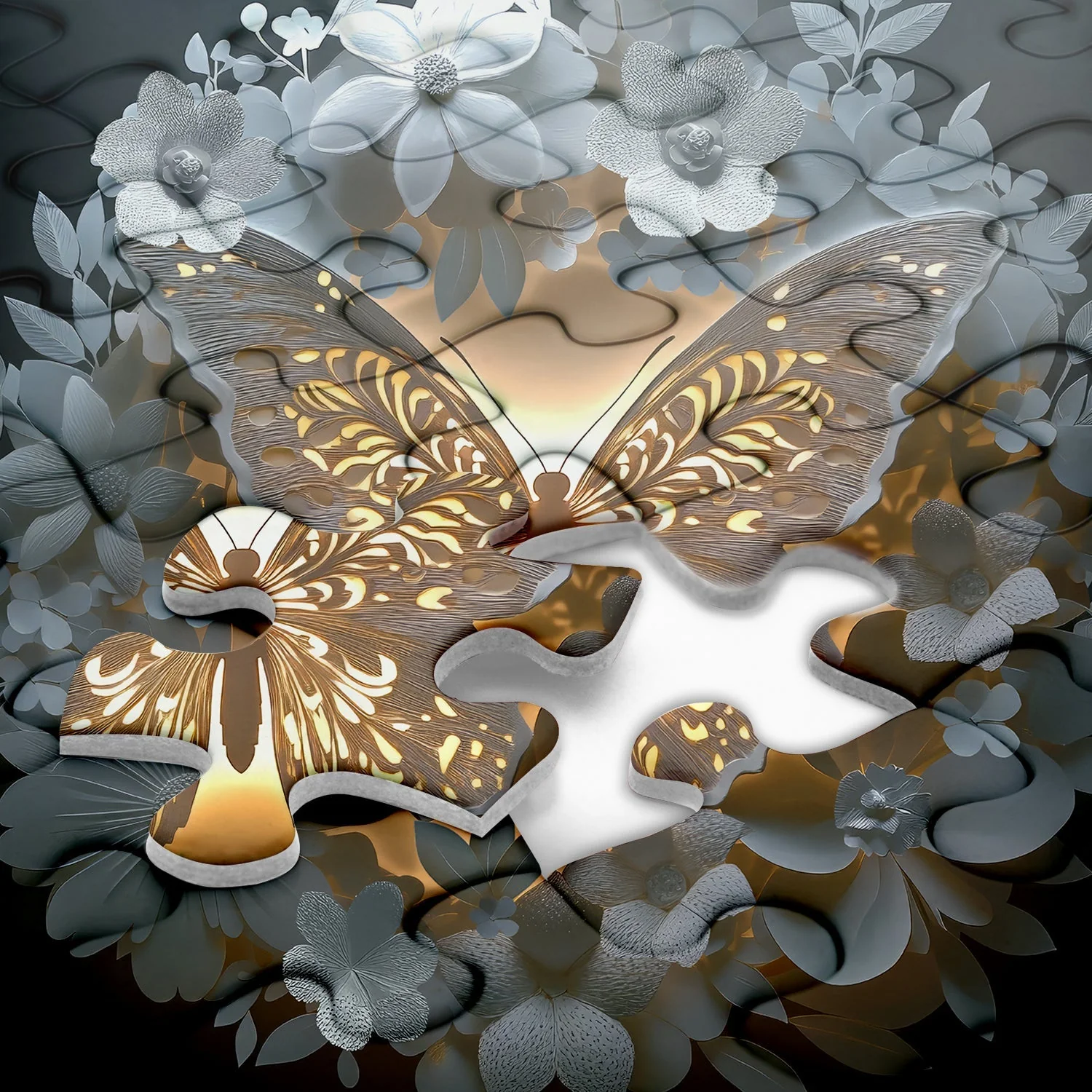 Butterfly Among Flowers Wooden Jigsaw Puzzle 1000 Pieces - Image 4
