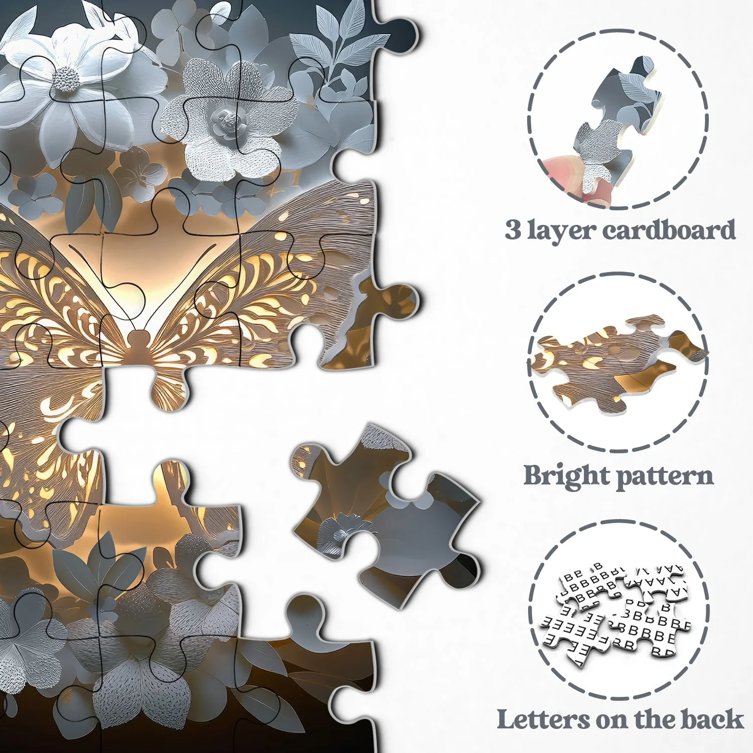 Butterfly Among Flowers Wooden Jigsaw Puzzle 1000 Pieces - Image 5
