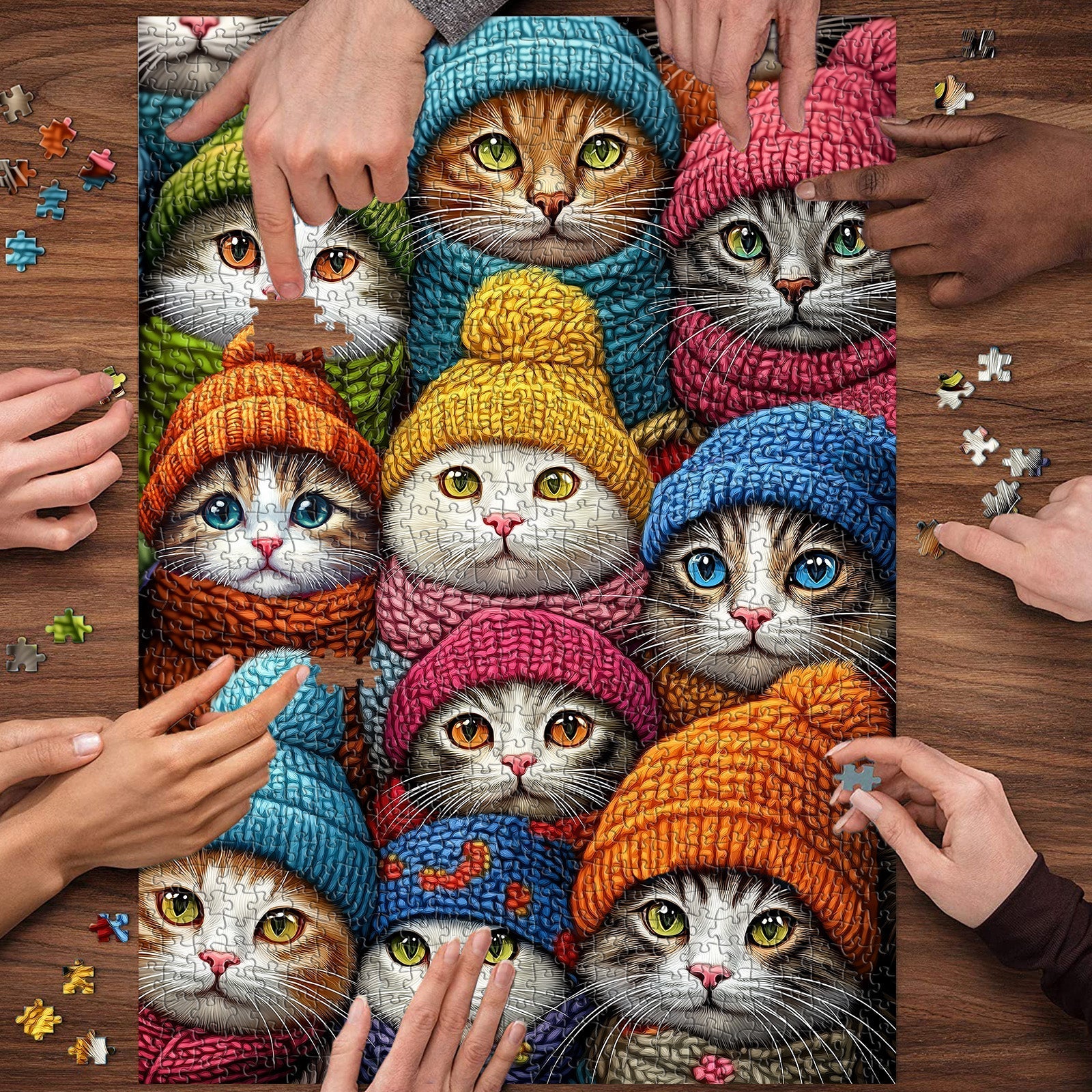 Cat Hat Fantasy Wooden Jigsaw Puzzle 1000 Pieces - Image 3