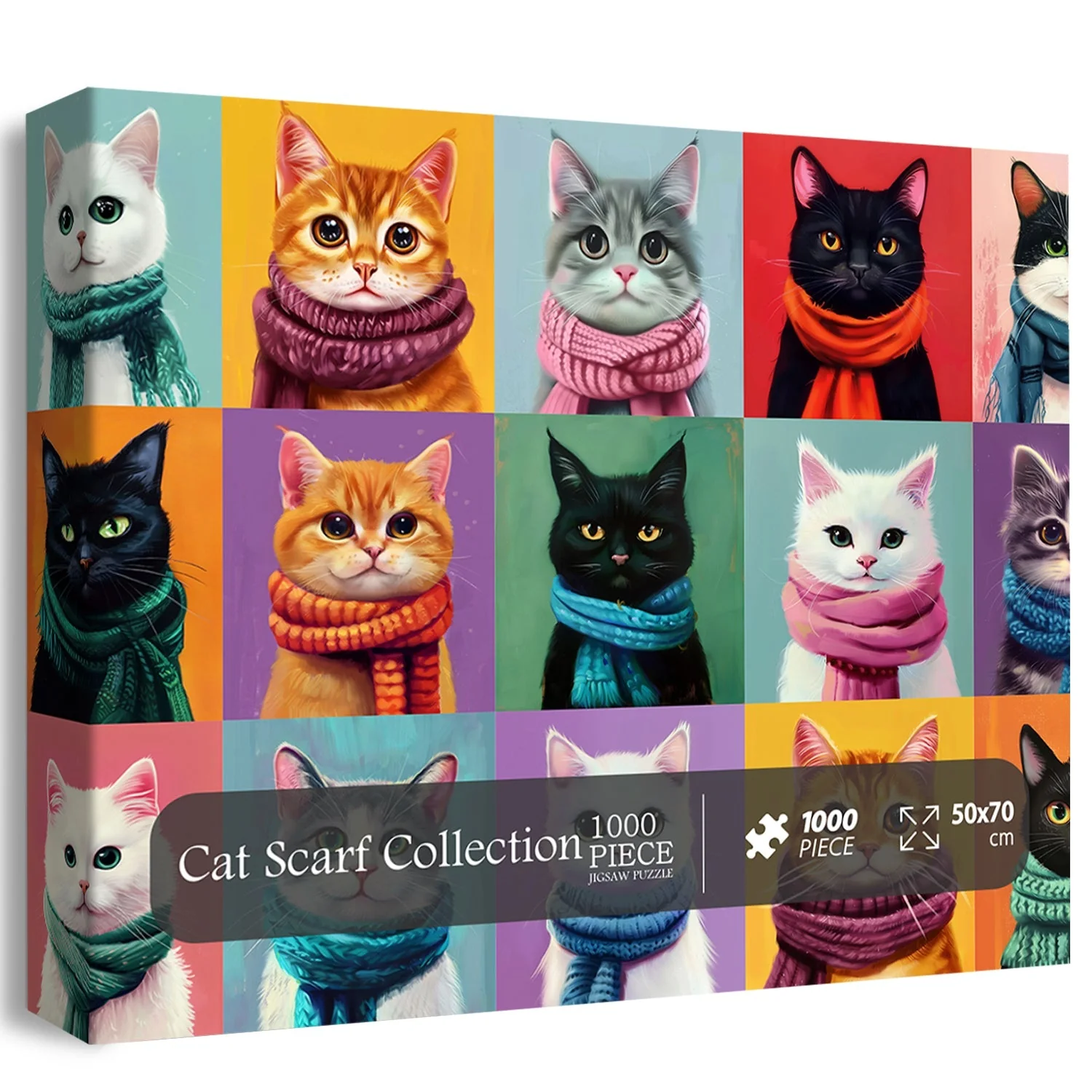 Cat Scarf Collection | 1000-Piece Wooden Jigsaw Puzzle - Image 10