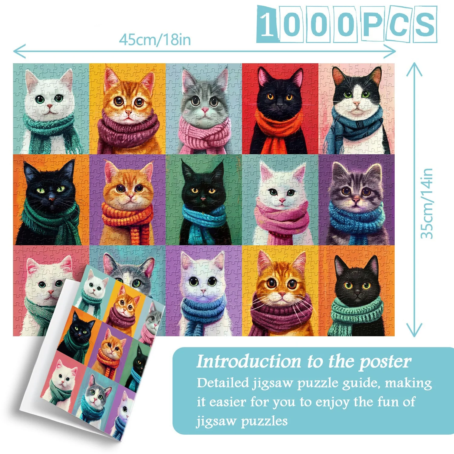 Cat Scarf Collection | 1000-Piece Wooden Jigsaw Puzzle - Image 4