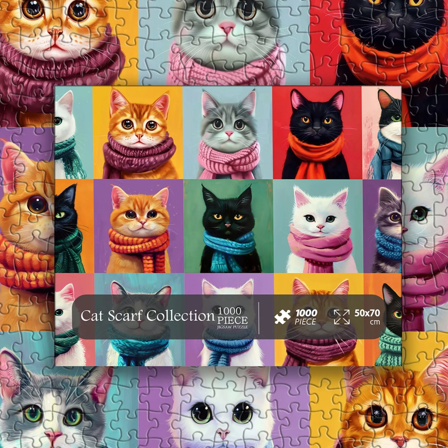 Cat Scarf Collection | 1000-Piece Wooden Jigsaw Puzzle - Image 6