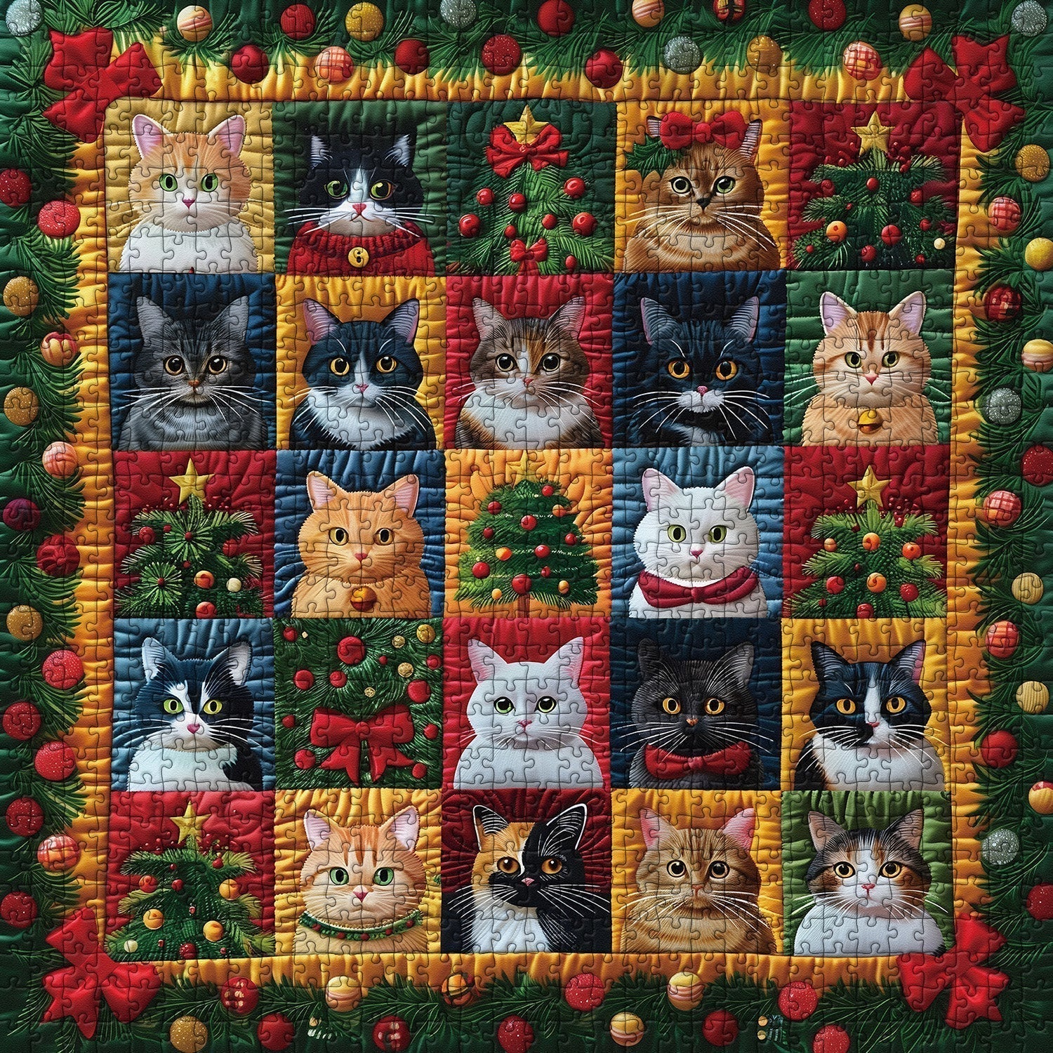 Christmas Cats Wooden Jigsaw Puzzle 1000 Pcs - Image 3