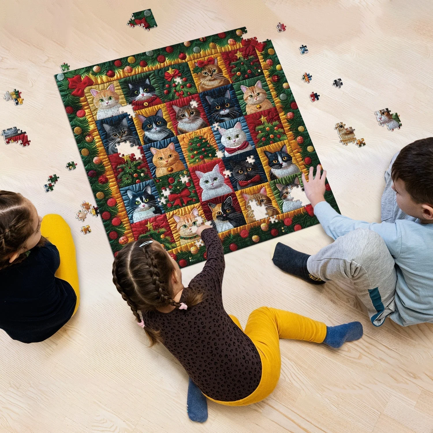 Christmas Cats Wooden Jigsaw Puzzle 1000 Pcs - Image 7
