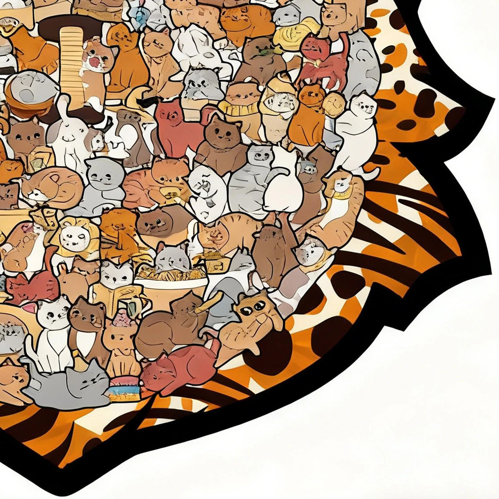 Colorful Cat-Shaped Tray Wooden Jigsaw Puzzle - Image 7