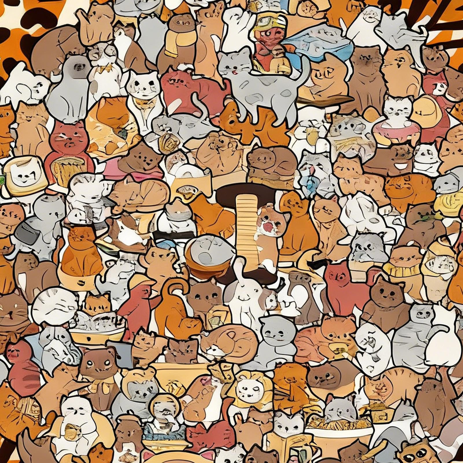 Colorful Cat-Shaped Tray Wooden Jigsaw Puzzle - Image 8
