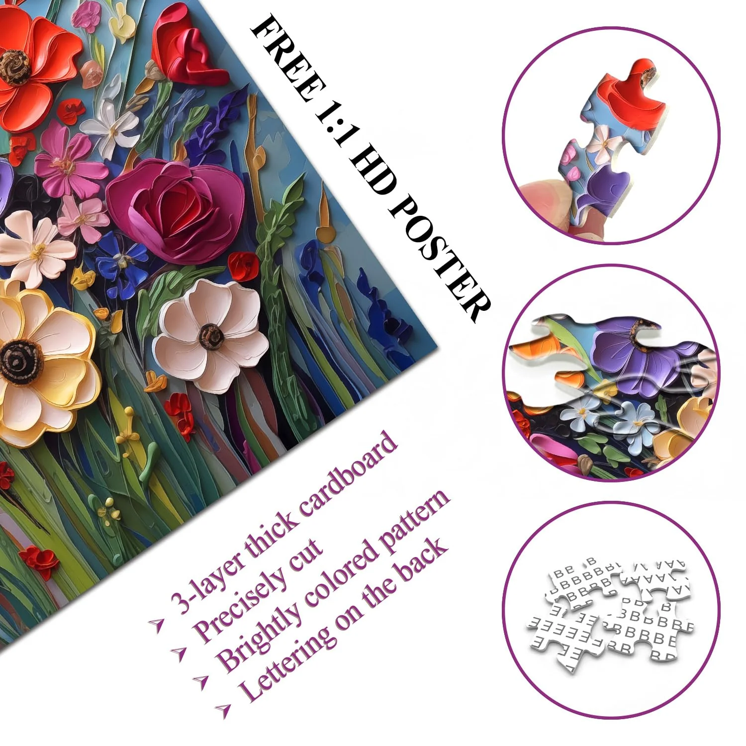 Colorful Flower | 1000-Piece Wooden Jigsaw Puzzle - Image 3