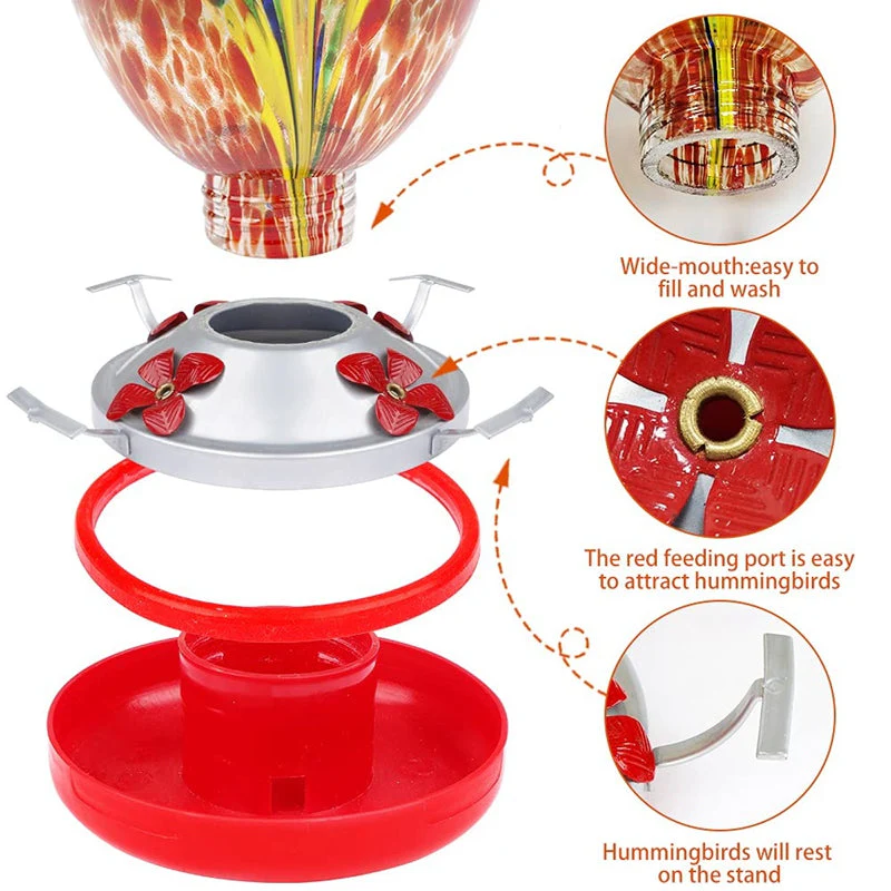 Fanyil Hummingbird Feeder Hand Blown Glass - Image 10