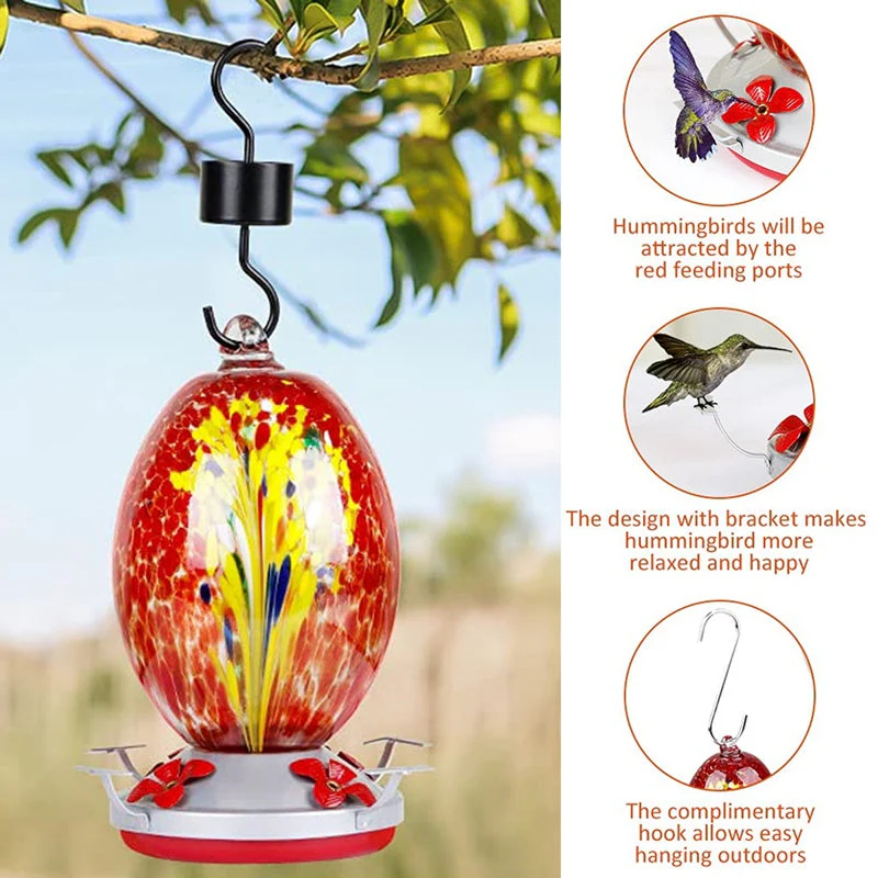 Fanyil Hummingbird Feeder Hand Blown Glass - Image 11