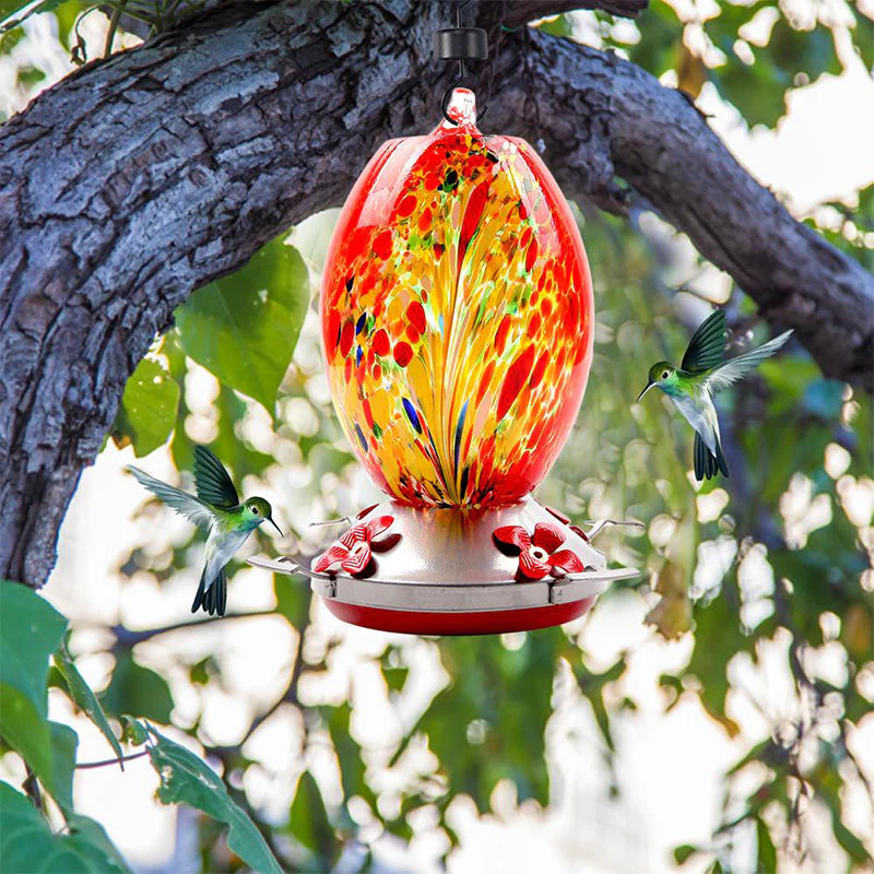 Fanyil Hummingbird Feeder Hand Blown Glass - Image 3