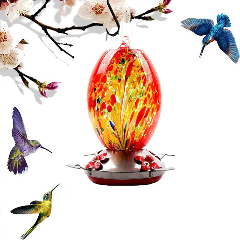 Fanyil Hummingbird Feeder Hand Blown Glass - Image 4