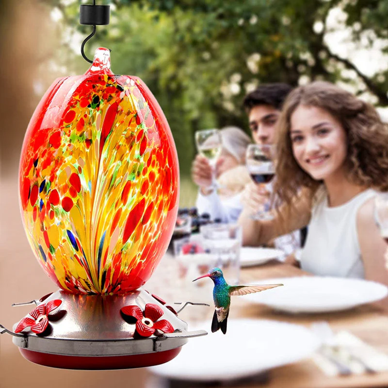 Fanyil Hummingbird Feeder Hand Blown Glass - Image 5