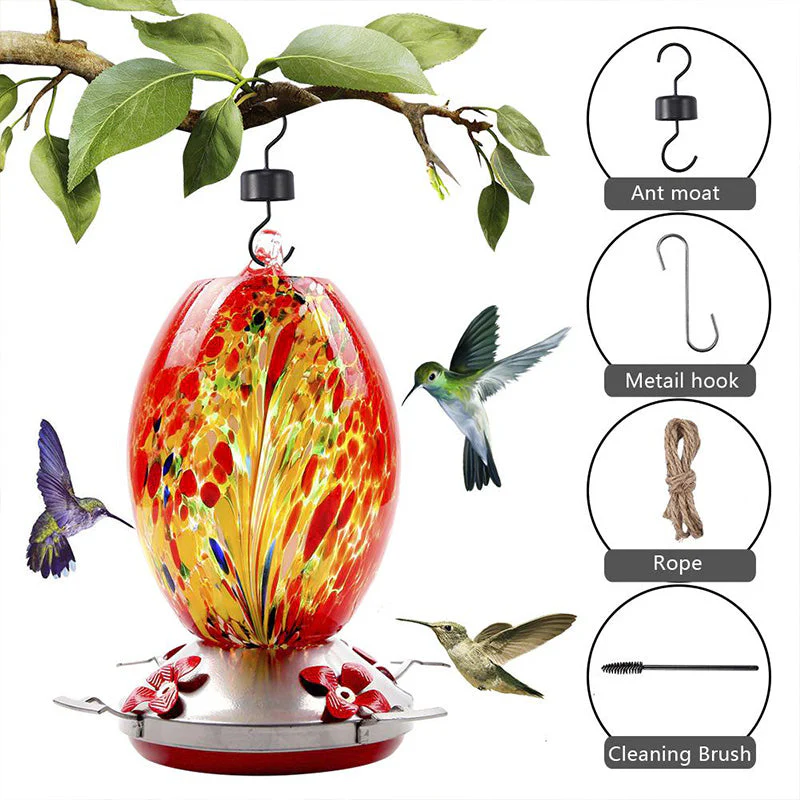 Fanyil Hummingbird Feeder Hand Blown Glass - Image 6