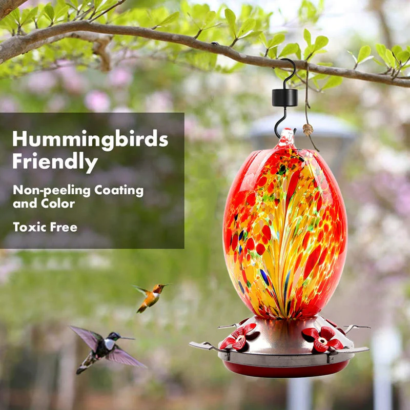 Fanyil Hummingbird Feeder Hand Blown Glass - Image 9
