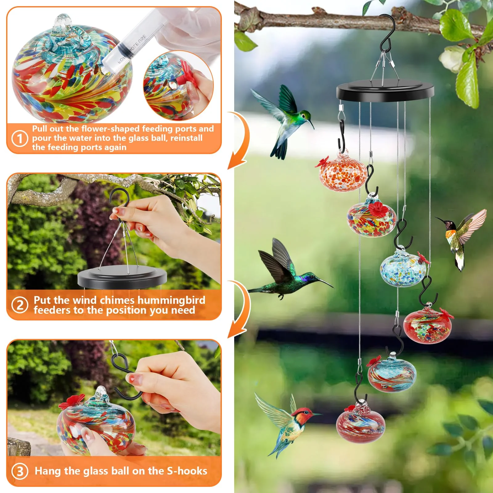 Fanyil Wind Chime Hummingbird Feeder - Image 3
