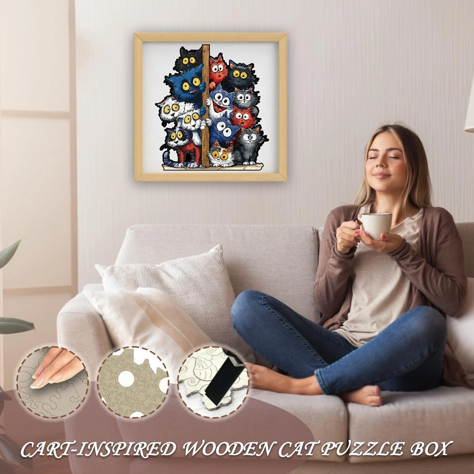 Kitty Shaped Wooden Jigsaw Puzzle - Image 12