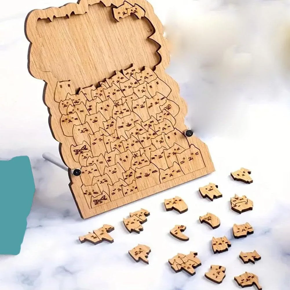 One Hundred Cats Shaped Tray Wooden Jigsaw Puzzle - Image 3