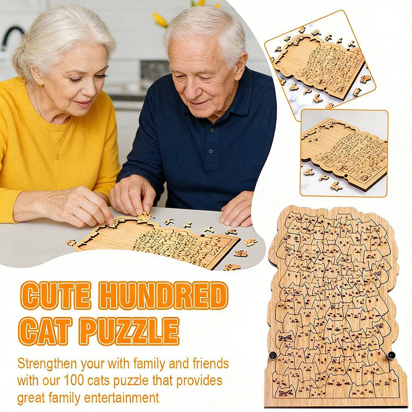 One Hundred Cats Shaped Tray Wooden Jigsaw Puzzle - Image 4