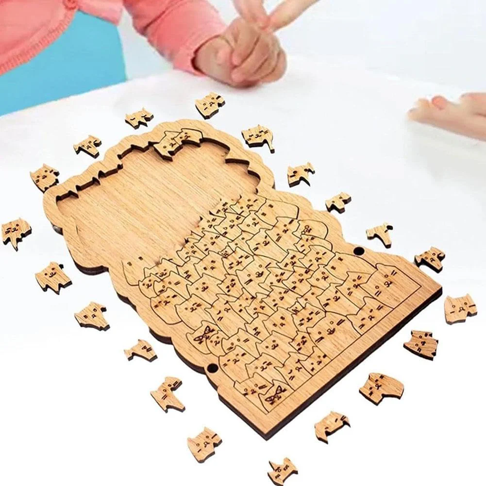 One Hundred Cats Shaped Tray Wooden Jigsaw Puzzle - Image 5