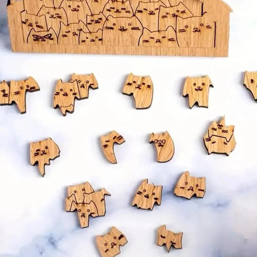 One Hundred Cats Shaped Tray Wooden Jigsaw Puzzle - Image 6