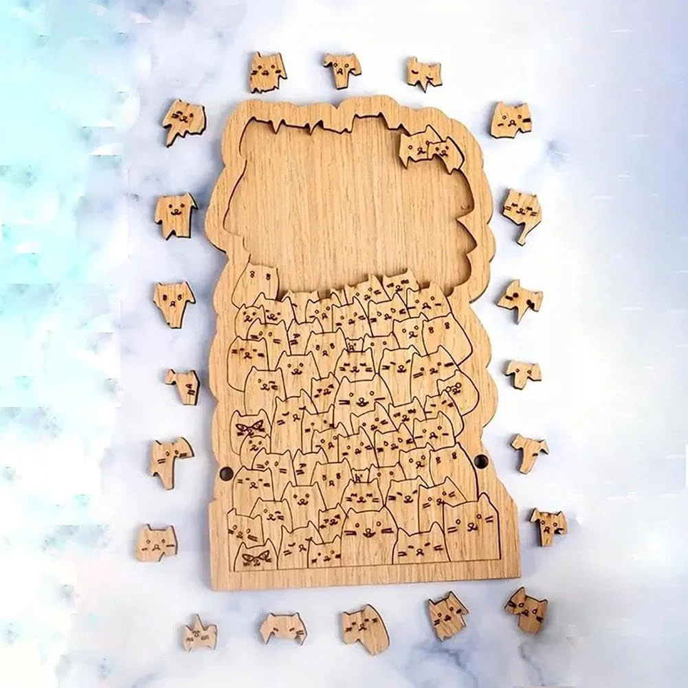 One Hundred Cats Shaped Tray Wooden Jigsaw Puzzle - Image 7