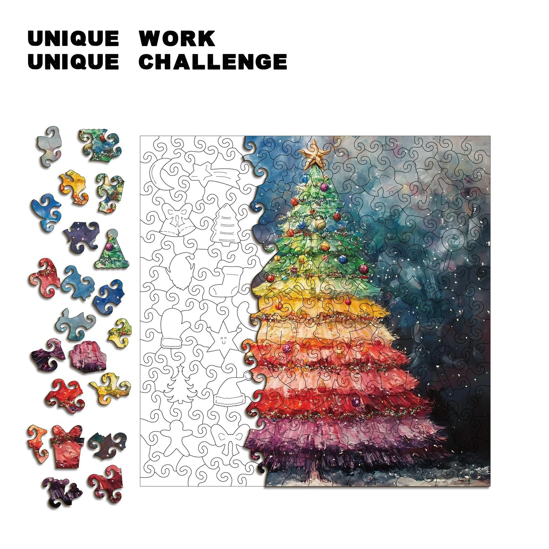 Wooden Christmas Tree Puzzle Money Box - L - Image 3